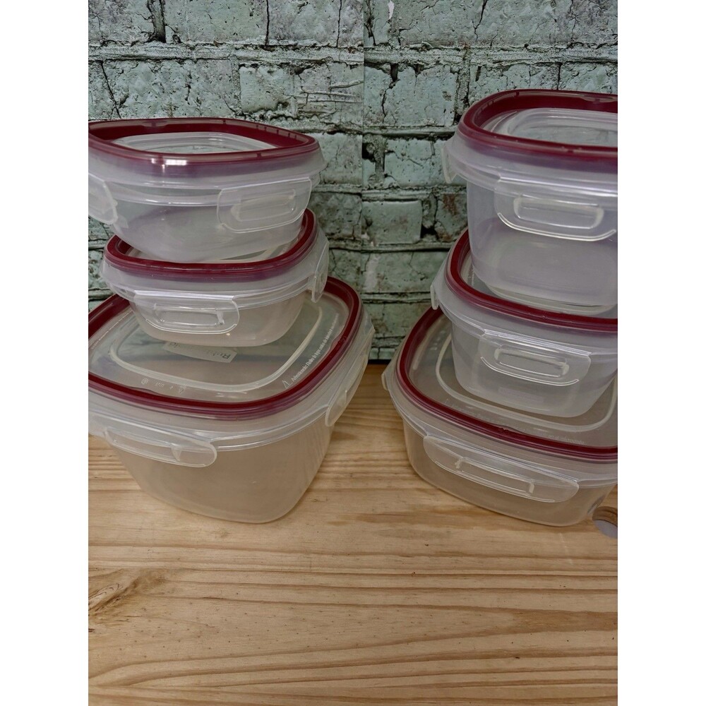 Set Of 6 Rubbermaid Lock-Its Food Storage Containers 7C,5 Cup,(2) 2 Cup,(2)1.25C
